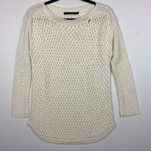 Zara Cream Loose Weave Pullover Sweater Size Medium - Picture 1 of 7